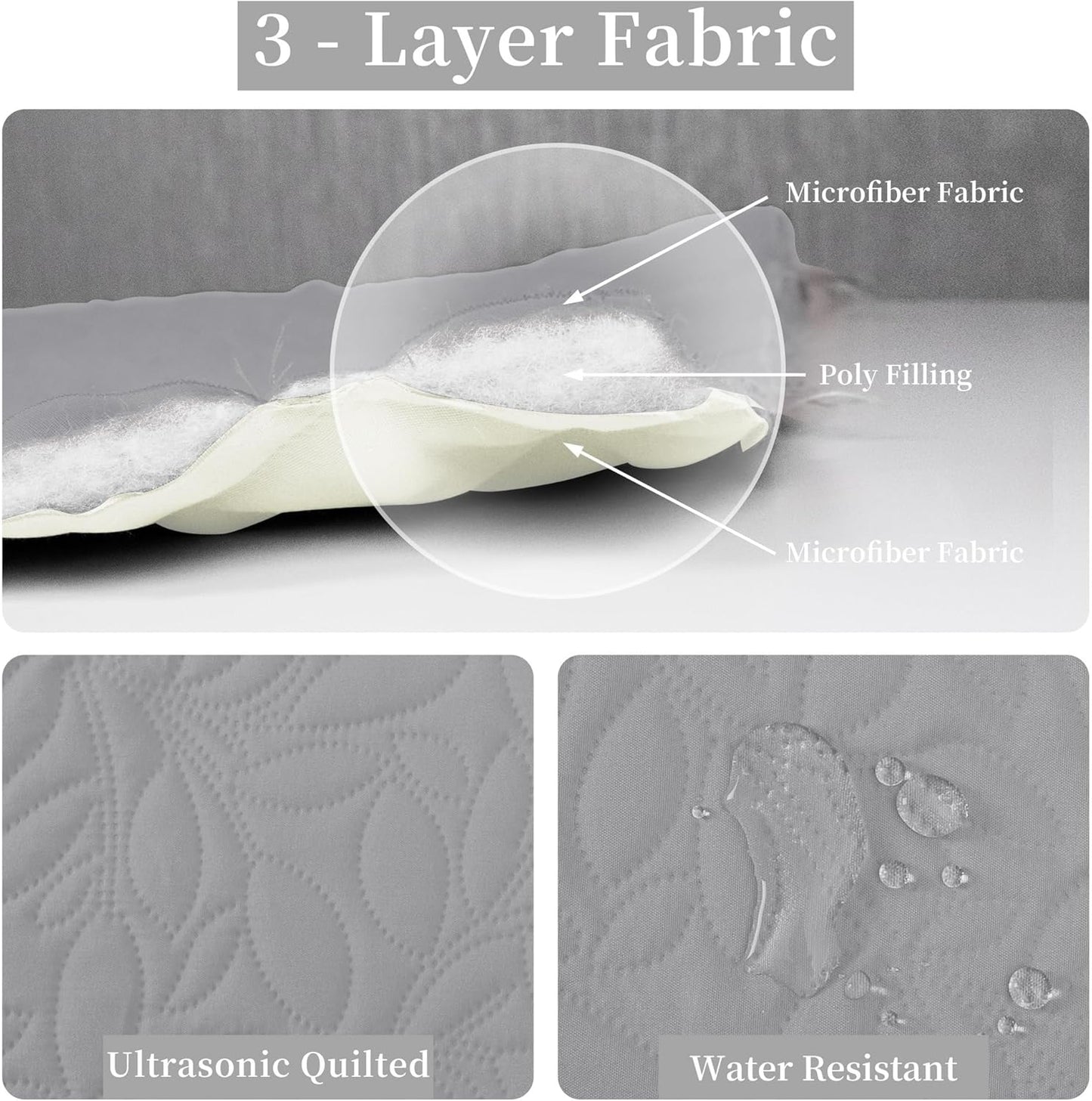 Easy-Going Waterproof Dog Bed Cover Reversible Leak Proof Pet Blanket Replacement Mat for Furniture Washable Couch Cover Sofa Cover for Dogs Cat(30x70 Inch, Light Gray/Ivory)