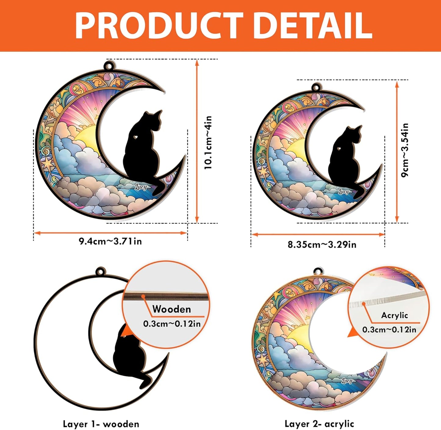 Personalized Cat Memorial Suncatcher Ornament - Custom Name Decor, Christmas Ornament, Pet Remembrance Keepsake, in Loving Memory Gift for Cat Lover, Loss of Pet Sympathy