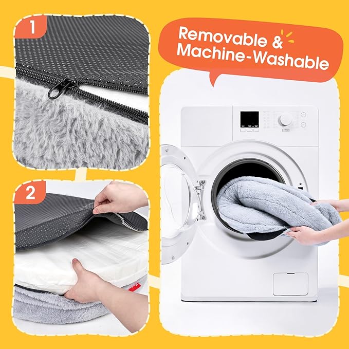 BurgeonNest Orthopedic Dog Bed for Small Dogs, Waterproof Soft Pet Cat Puppy Couch Bolster Bed with Pillow, Removable Washable Cover, Non-Slip Bottom, Egg-Crate Foam, Grey