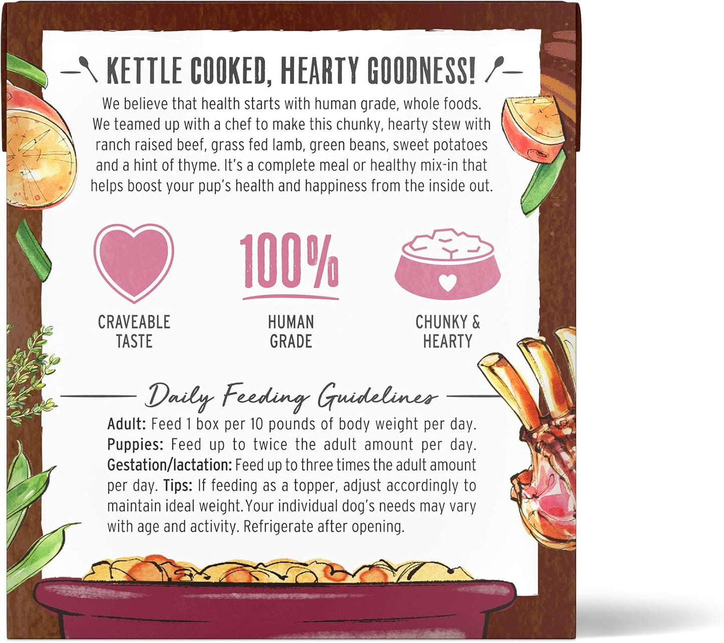 The Honest Kitchen One Pot Stews: Braised Beef & Lamb Stew with Green Beans & Sweet Potatoes Wet Dog Food, 10.5 oz x6