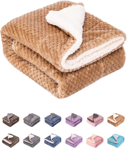 DW-Mocha Fuzzy Dog, Cat & Pet Blanket - Warm & Soft Plush Fleece Receiving Blanket for Dog Bed, Cat Bed, Couch, Sofa, Travel & Outdoor, Camping (32" x 40")