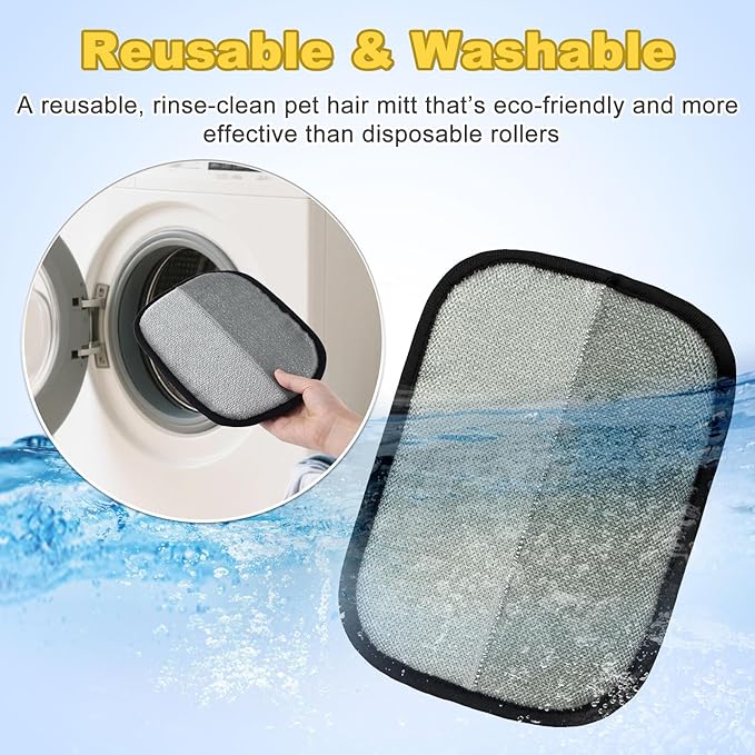 2025 Upgraded Five-Finger Pet Hair Remover Electrostatic Gloves, Pet Hair Removal Glove for Dog Cat Grooming, Durable Dogs Cats Hair Removal Tool for Furniture Car Couch Carpet Clothes, 2 PCS