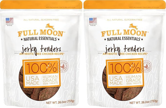 Full Moon Chicken Jerky Tenders Healthy All Natural Dog Treats Human Grade Made in USA 26 oz (Pack of 2)