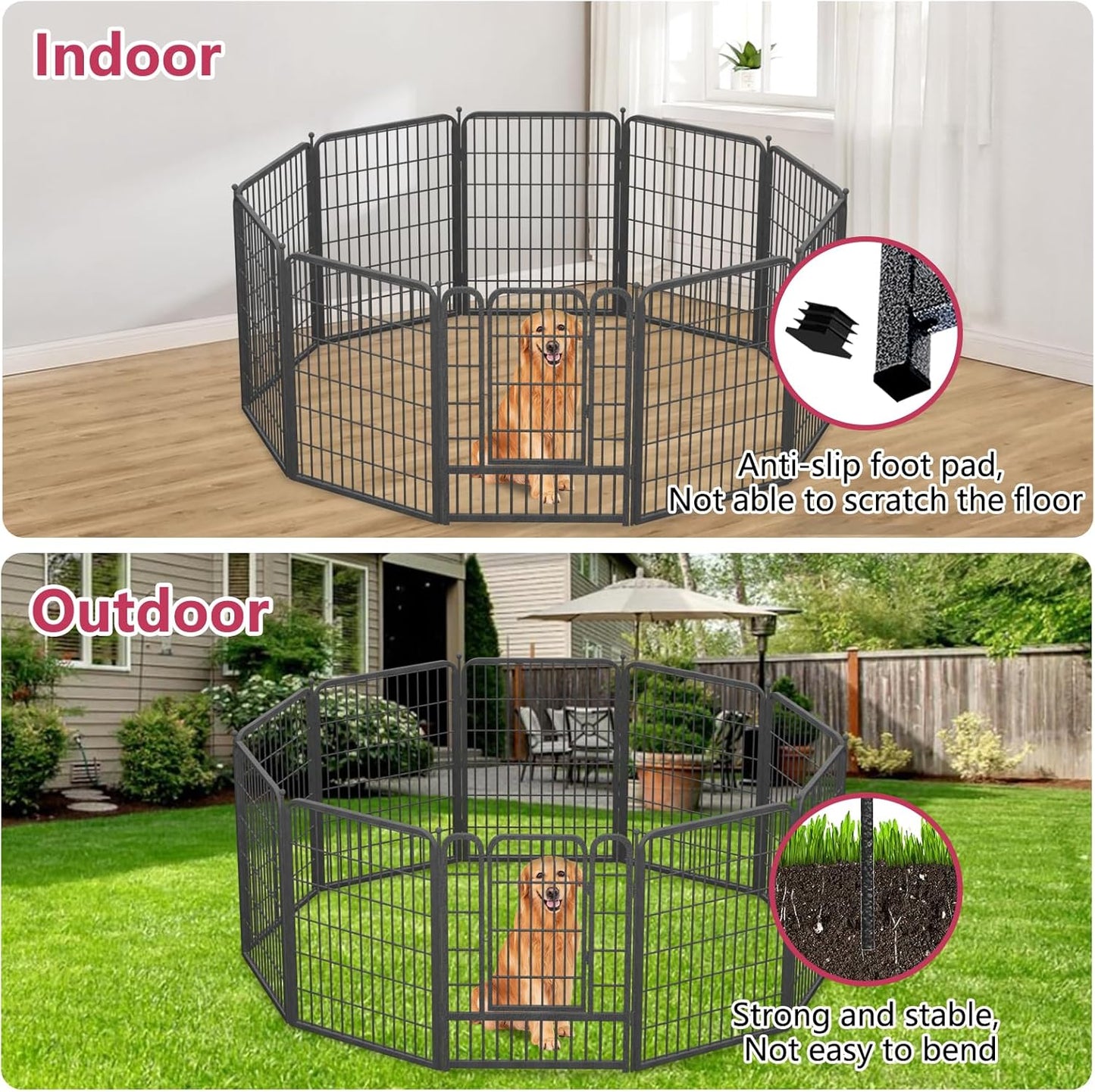 Dog Playpen 40" Height 20 Panels Portable Pet Fence Outdoor for Yard Indoor Dog Pen Outdoor for Medium/Small Animals, Large Pet Puppy Playpen Heavy Duty Pet Fence for RV Camping, Yard