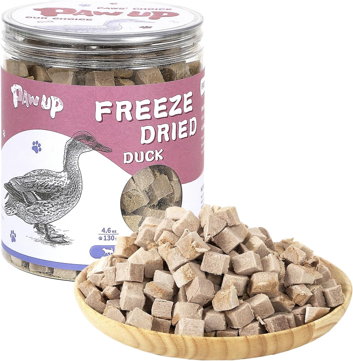 PAWUP Freeze Dried Duck Treats for Cats Dogs, Rawhide Free Freeze-Dried Raw Food Topper, High Protein, Gluten&Grain Free, 4.6oz