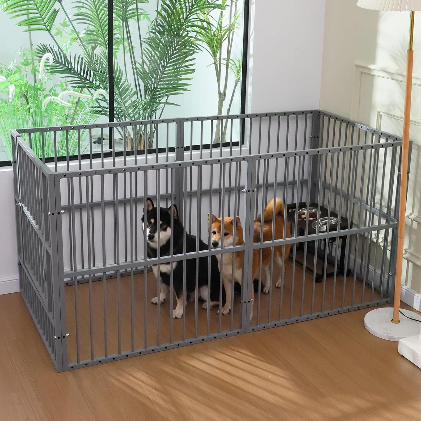 Dog Playpen - 32" Height Dog Pen, Heavy Duty Puppy Pen with Door, Safe & Sturdy, Easy Assemble for Indoor/Outdoor Pet Playpen