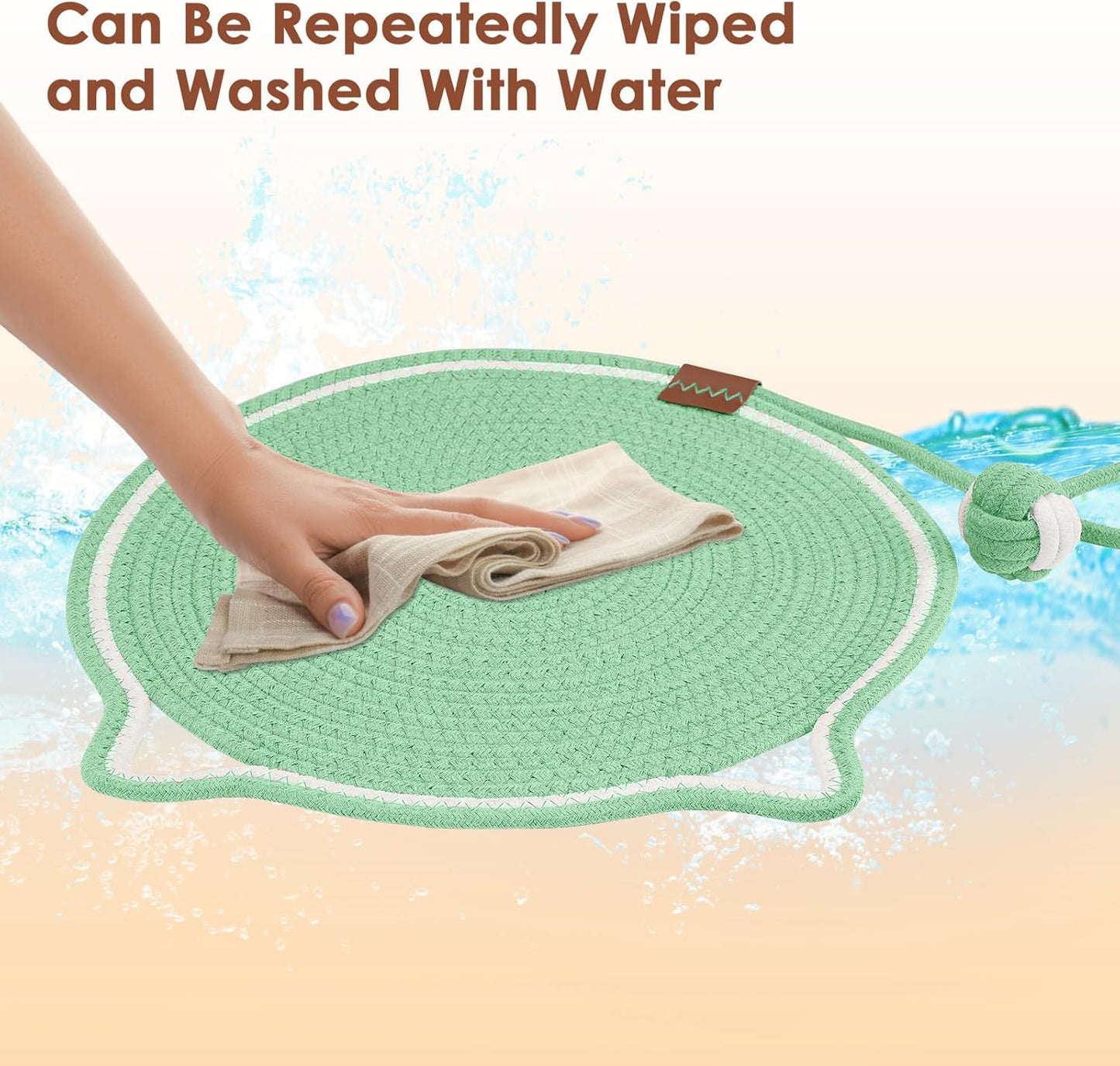 Cat Scratcher Mat, Natural Cotton Rope Cat Scratch Pad, 15.7'' Round Horizontal Floor Cat Scratching Pads for Indoor Cats, Cat Furniture Protector for Wall, Couch, Carpets, Sofas