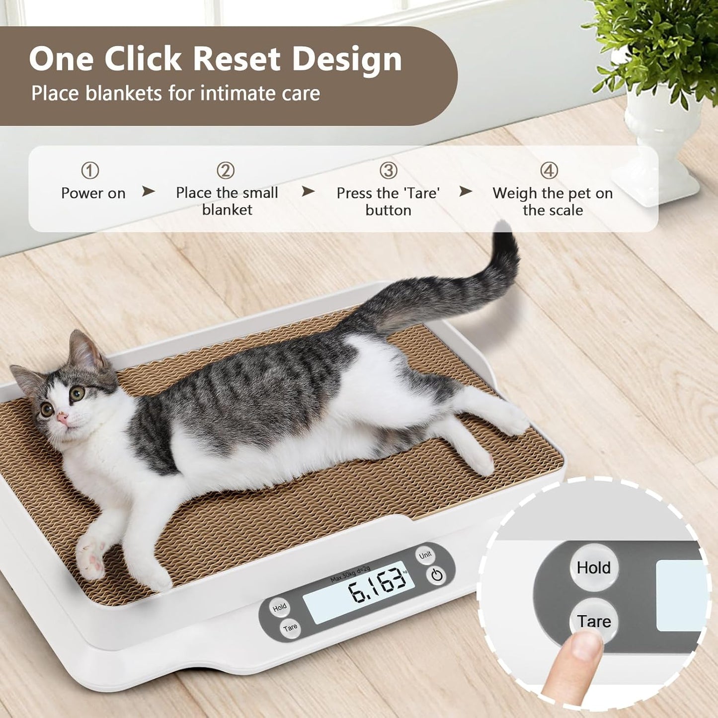 Digital Small Animals Scales for Weighing with Tape Measure, Puppy Whelping Scale Weigh Your Kitten, Rabbit with High Precision (Large Pet Scale)
