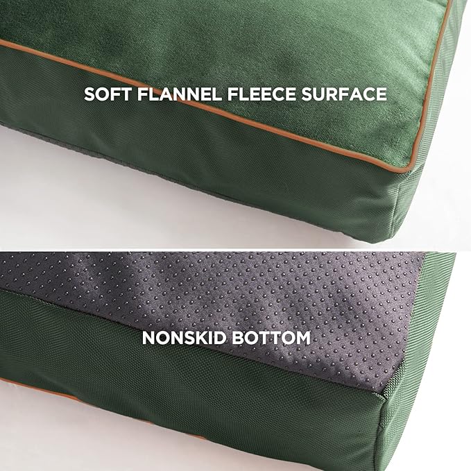 Bedsure XL Washable Dog Bed - 3 Inch Thicken Up to 100lbs Pet Mat Pillows with Removable Washable Cover, Green