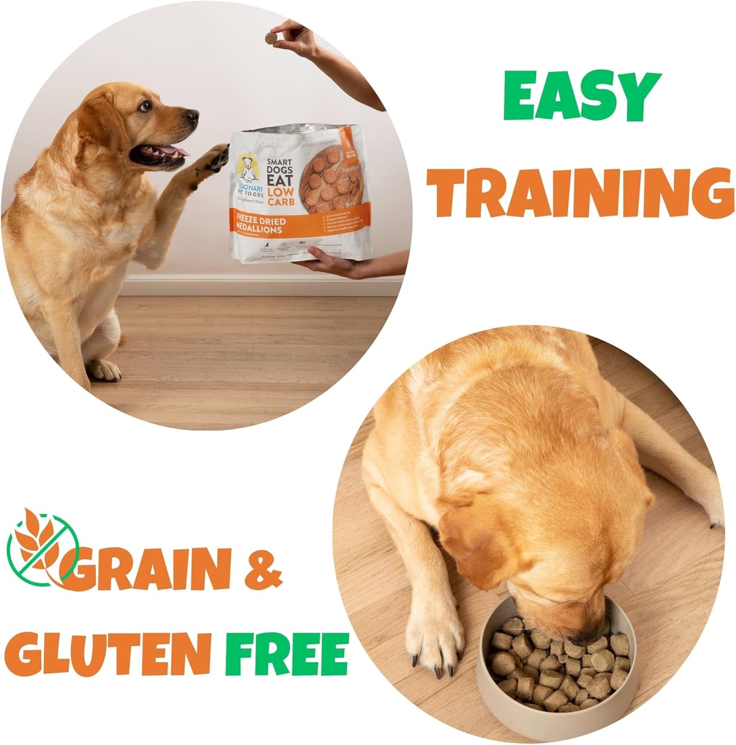 Visionary Pet Foods Chicken Freeze Dried Dog Treats - 155x Medallions Keto and Diabetic Friendly - Additive Free, Made in USA Low Carb, High Protein - Healthy Dog Training Treats, Resealable Bag