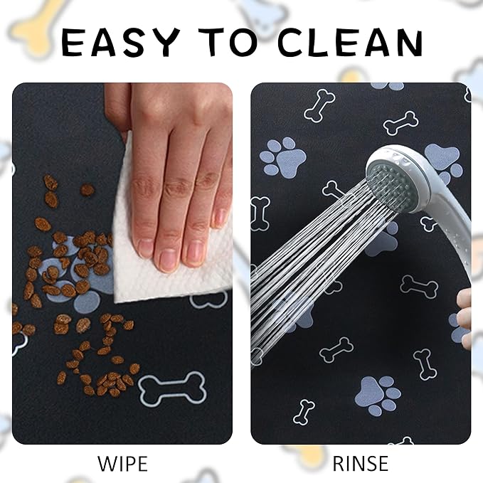 Pet Cat Dog Food Mat Non Slip Mat for Dog Water Bowl Mat Quick Dry Absorbent Cat Feeding Mat, 24 * 16.9 in, Brown