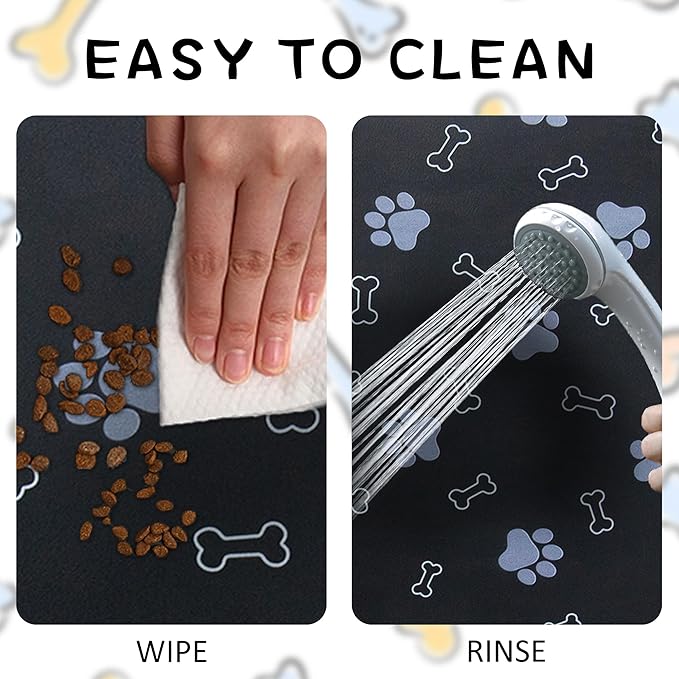 Pet Cat Dog Food Mat Non Slip Mat for Dog Water Bowl Mat Quick Dry Absorbent Cat Feeding Mat, 24 * 16.9 in, Dark Grey