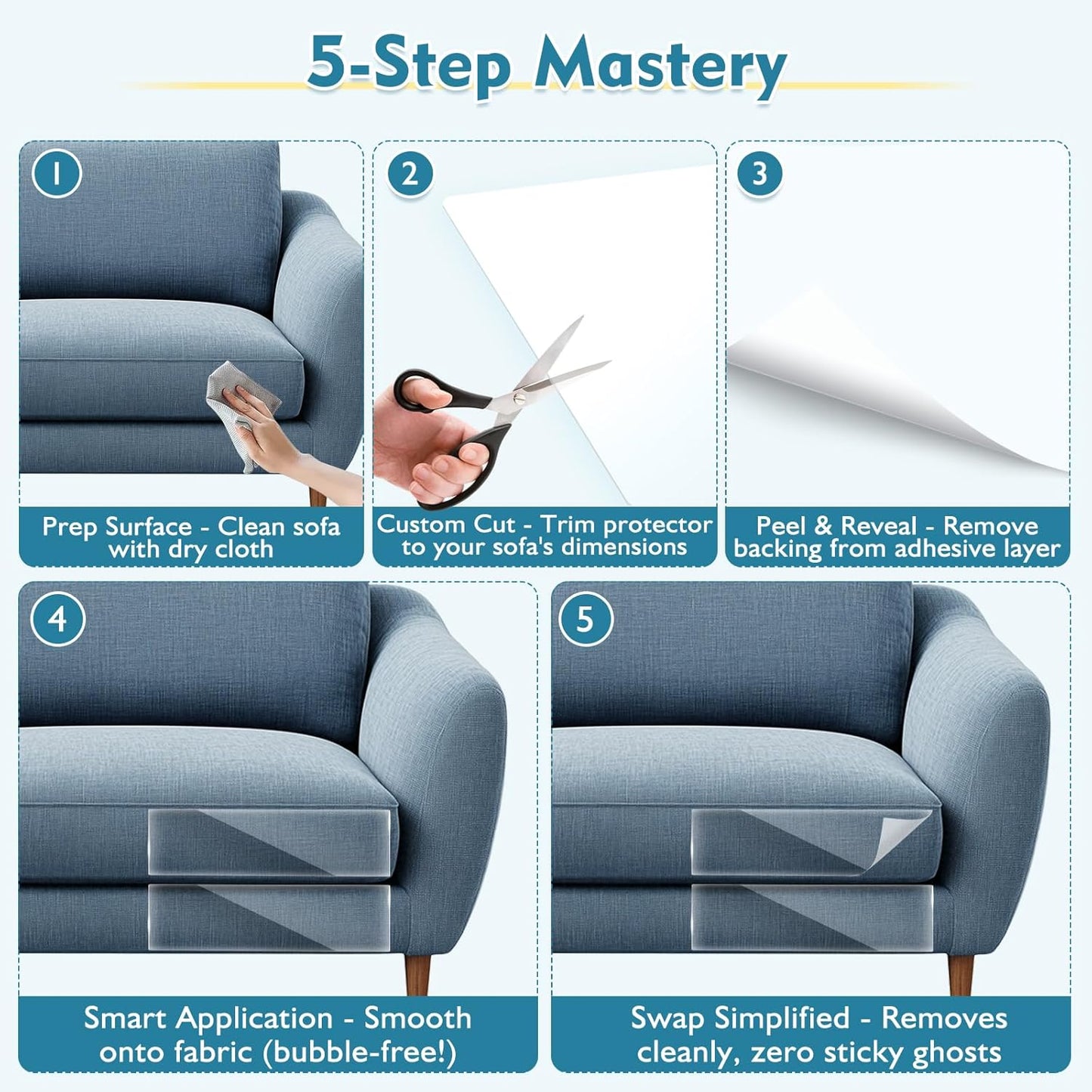 No Glue Marks - Finokeil Cat Scratch Furniture Protector, Couch Protector from Cat Claws, Eco-Friendly Furniture Protectors from Cats Scratching, Correcting Pet Scratching Habits(12-Pack+50 Pins)