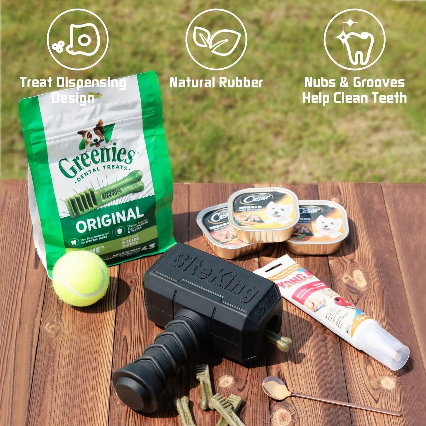 Natural Rubber Dog Toys for Large Aggressive Chewers - Lifetime Replacement - Indestructible Fetch Treat Toy for Large Dogs - Durable Hammer Dog Chew Toy for Super Chewer, Black