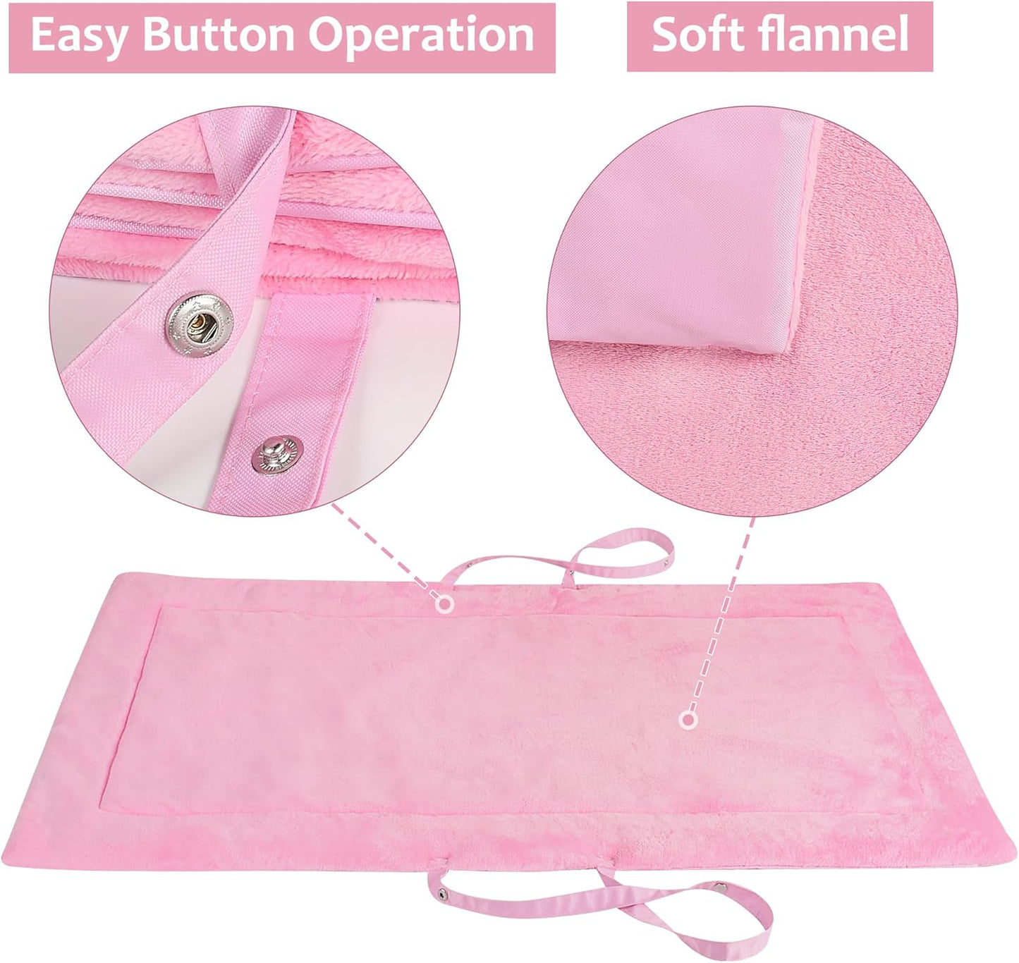 Catalonia Classic Waterproof Dog Mat, Portable Reversible Pet Travel Mat, Pet Cushion Pad with Handle for Small Medium Dogs Cats, Indoor or Outdoor, 50x27.5 inch, Pink