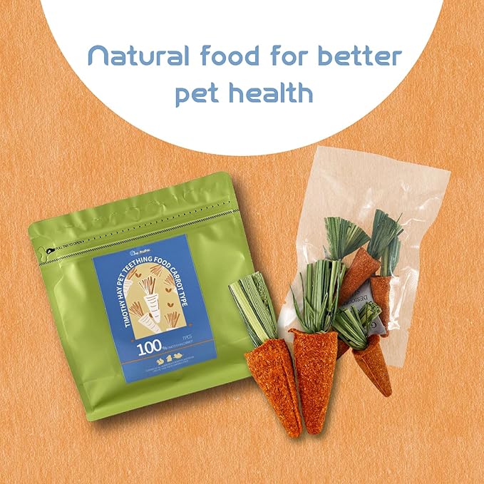 Timothy Grass Carrot Pet Teething Snacks Supplement Small Pet Hamster, Guinea Pig, Rabbit, Chinchilla Food Vitamins Oral & Gastrointestinal Health 7pcs