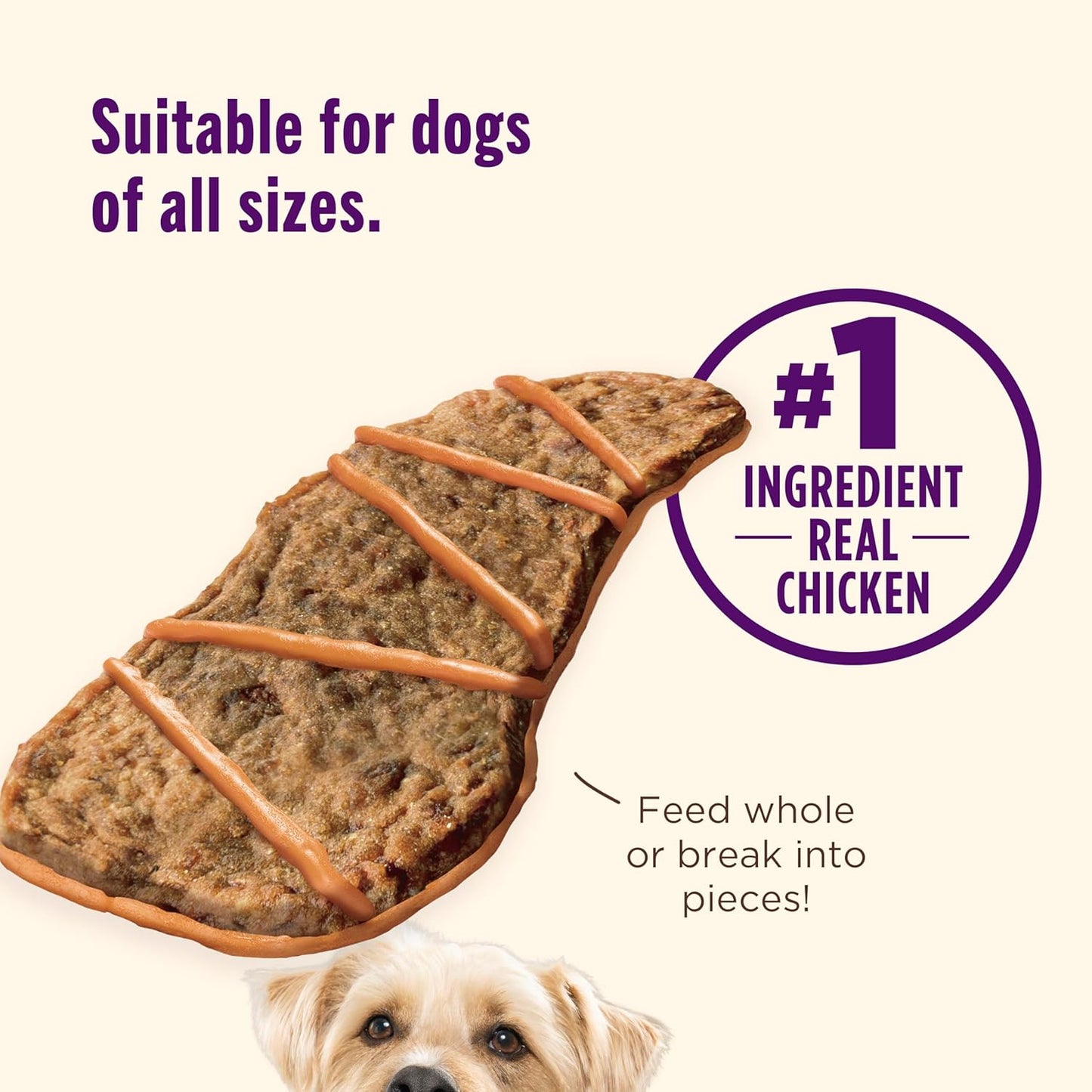 Nutrish Triple Delights Premium Dog Treats for Dogs with Real Chicken, Bacon, and Peanut Butter, 28 oz. Pouch