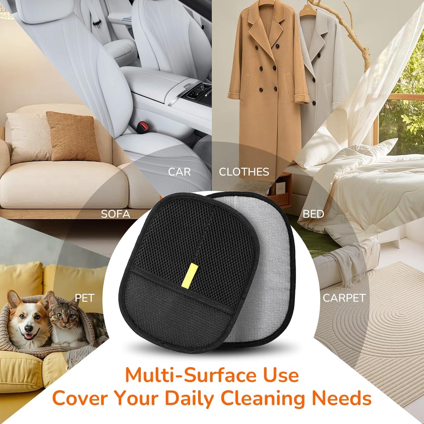 Electrostatic Pet Hair Removal Gloves for Cats Dogs Reusable Pet Hair Remover Tool Mitt for Clothing Furniture Couch Carpets and Car Seats 2PCS