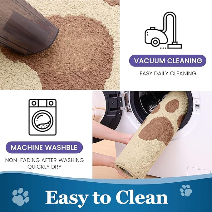Buganda Dog Door Mat for Muddy Paws, Absorbent Dirt Trapper Washable Indoor Doormats, Non Slip Low-Profile Mud Mat for Dogs, Front Entrance Doormat for Inside Floor (36x24 Inches, Light Beige)