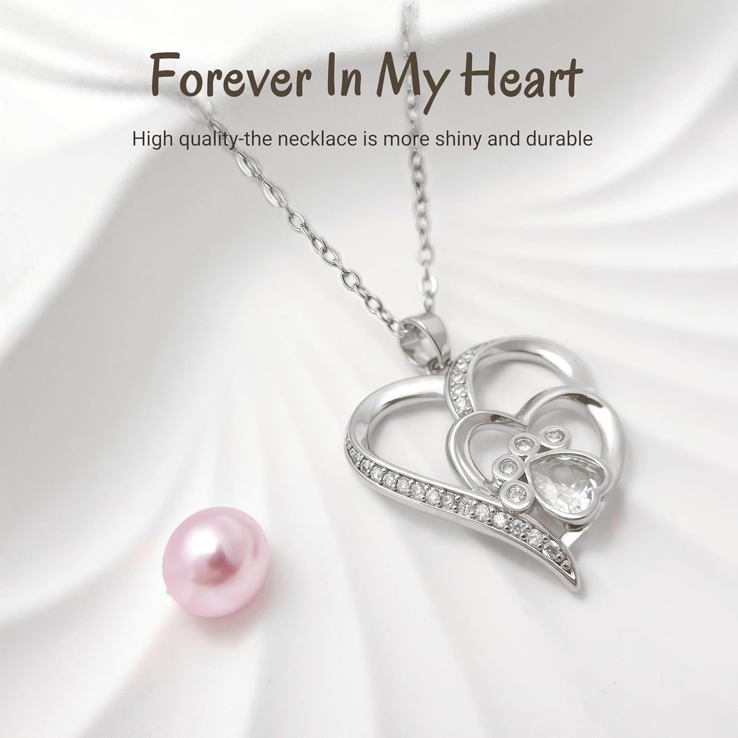 Cynlsum Dog Memorial Gifts for Loss of Dog Sympathy Gift: Pet Memorial Remembrance Necklace for Puppy Cat- Cute Paw Necklace Passing Away Bereavement Gifts Elegant