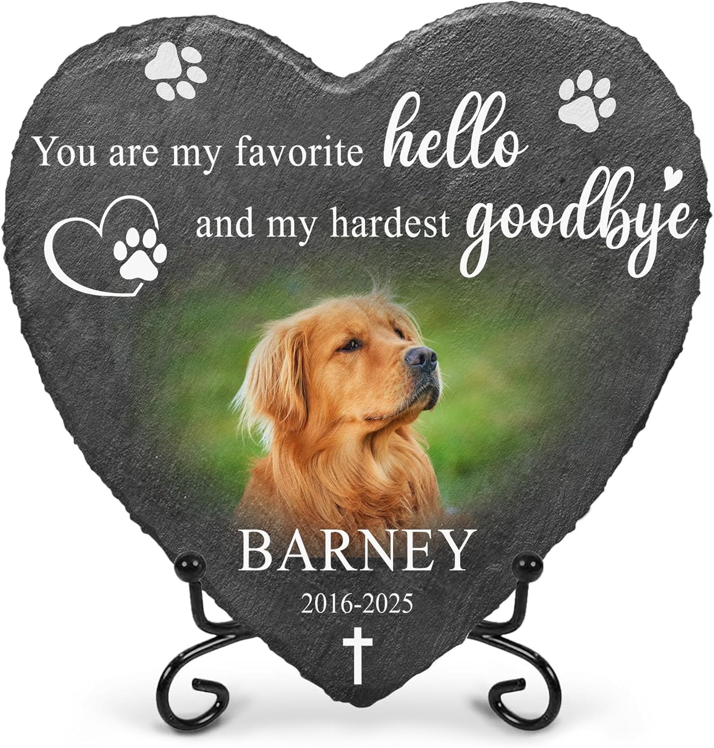 Memorial Dog Stone Pet Headstone with Photo | Personalized Cat Memorial Stones for Outside | Dog Memory Stone Deceased Pet Gifts for Owners | Best Remembrance Gift for Cats & Dogs Lovers
