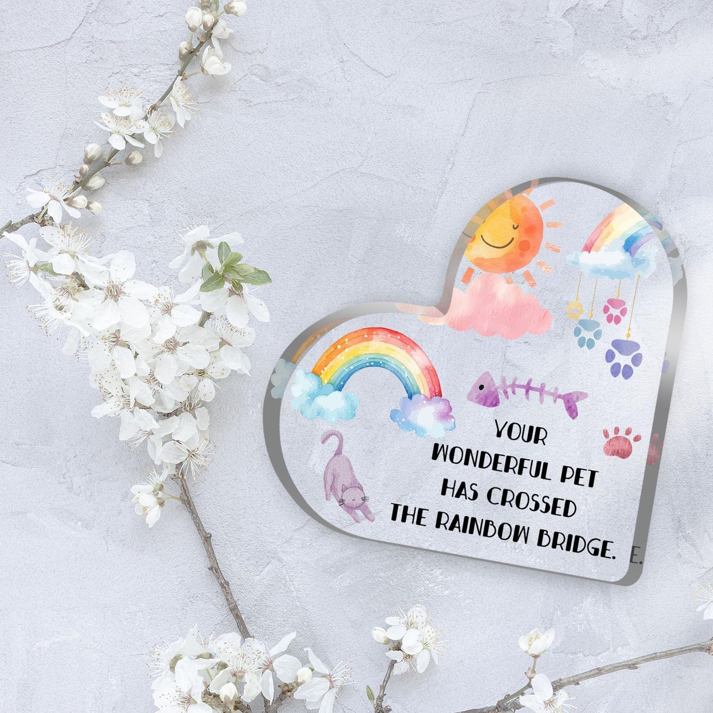 Cat Memorial Gifts for Loss of Cat, Pet Memorial Acrylic Rainbow Bridge Decorations Condolences Gifts for Pet Loss Remembrance Keepsake, Beloved Pet Cat Sympathy Gifts
