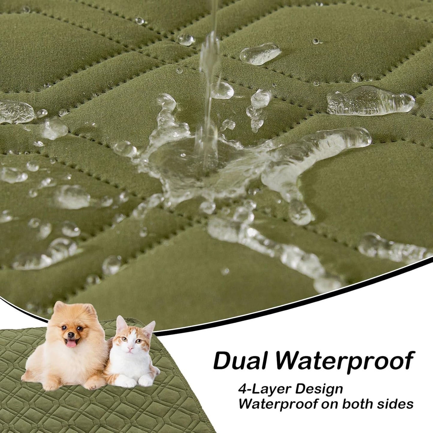 hyha Waterproof Dog Bed Blanket, Soft Pet Blankets, Waterproof Couch Cover for Dogs, Reversible Sofa Covers Washable for Furniture (68x82 Inch, Green/Navy Blue)