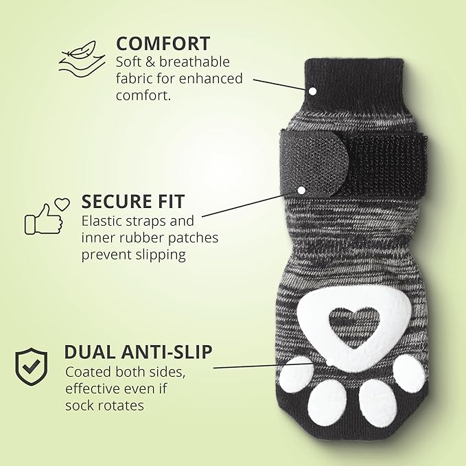 Non-Slip Dog Socks for Hardwood Floors - 6-Pack | Anti-Slip Toes to Prevent Licking Paws, Add Grip, and Provide Paw Protection | for All Ages and Senior Dogs - Small