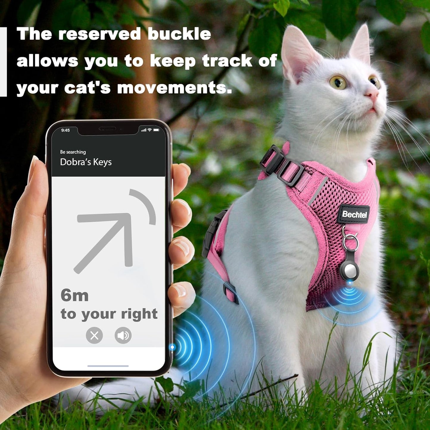 Cat Harness and Leash for Walking, The Upgrade Can be Adjusted in Four Directions and Breathable Cat Harness for Anti Escape That can be Fitted and Positioned, Reflective Strips Harness, Pink,M