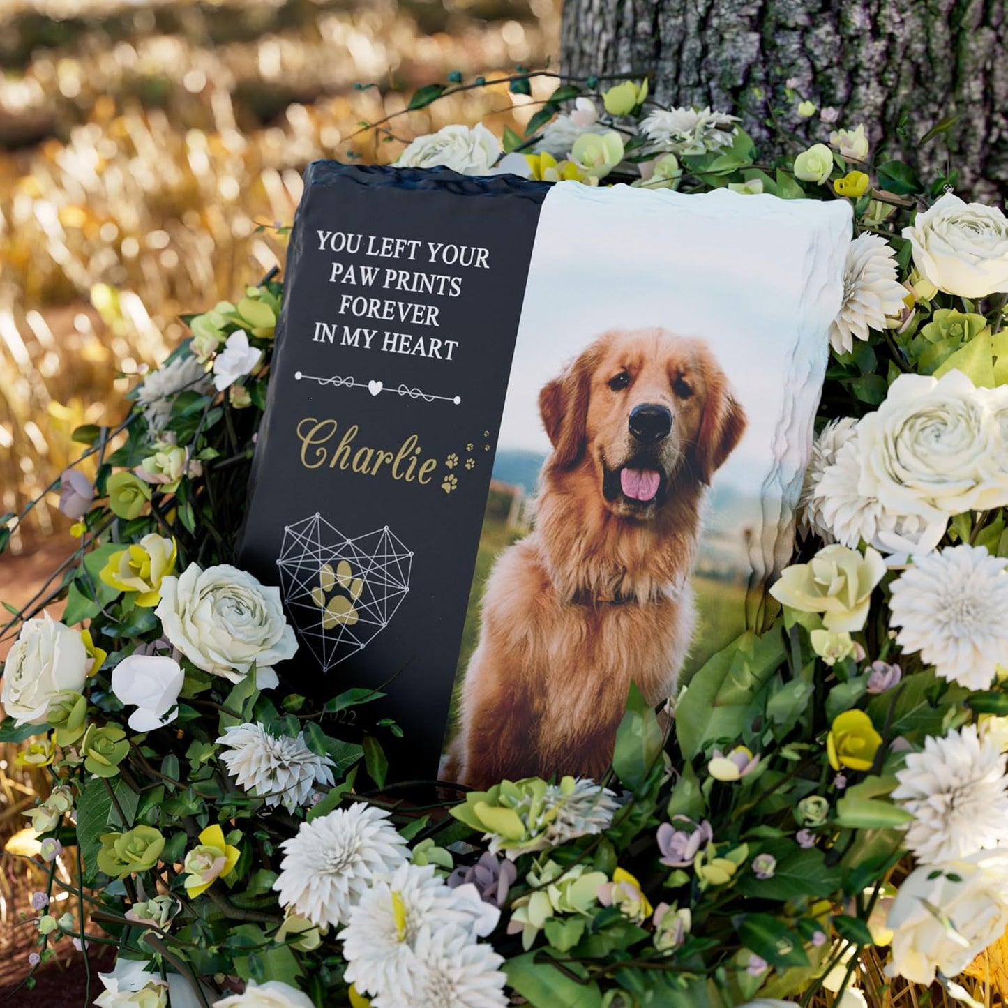 Bemaystar Personalized Dog Memorial Stone, Pet Memorial Gifts for Loss of Dog, Pet Memorial Stones for Dog, Pet Memorial Garden Stones, Dog Remembrance Stone, Pet Grave Markers Gifts for Cat Dog Lover