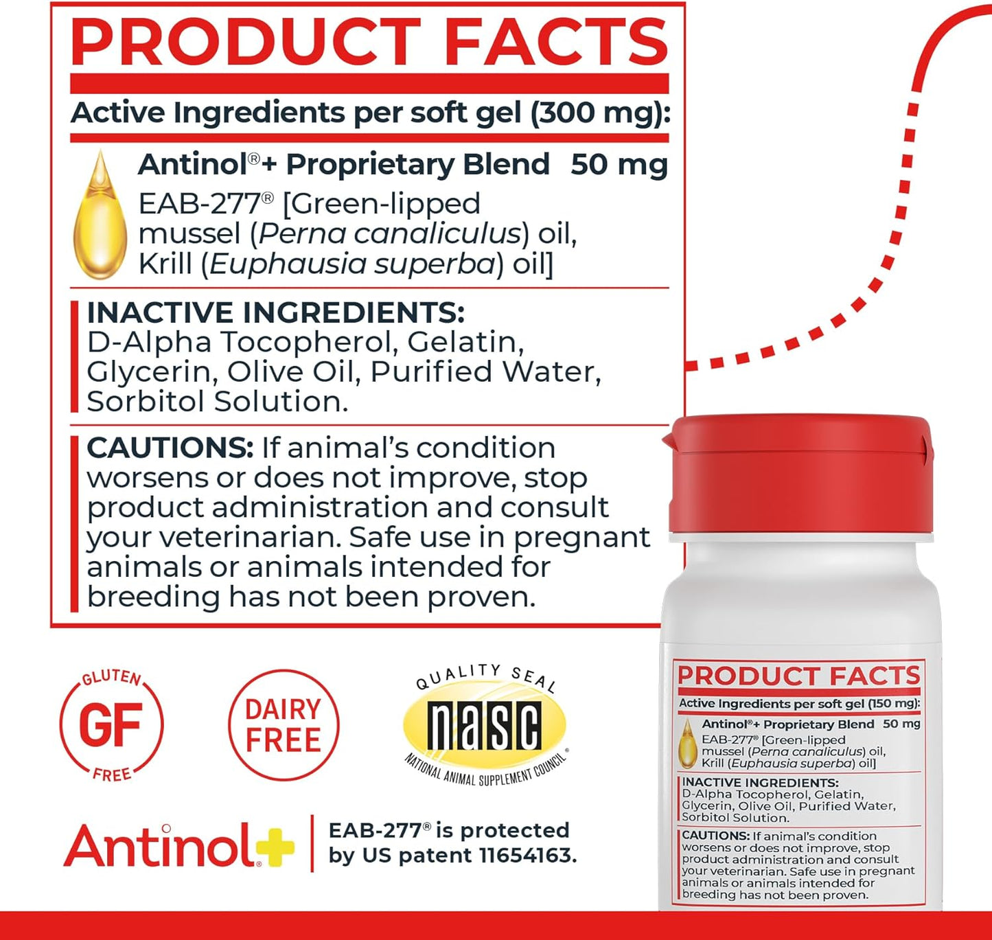 Antinol Plus, Mobility, Hip, and Joint Supplement for Cats, Green-Lipped Mussels and Krill Oil - Cat Joint Supplement, 30 Soft Gels