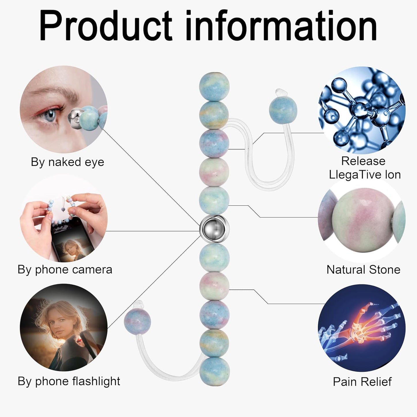 EMIRISTIC Custom Photo Bracelet - Personalized Picture Natural Stone Cuban Chain Bracelet - Any Special Day Gifts