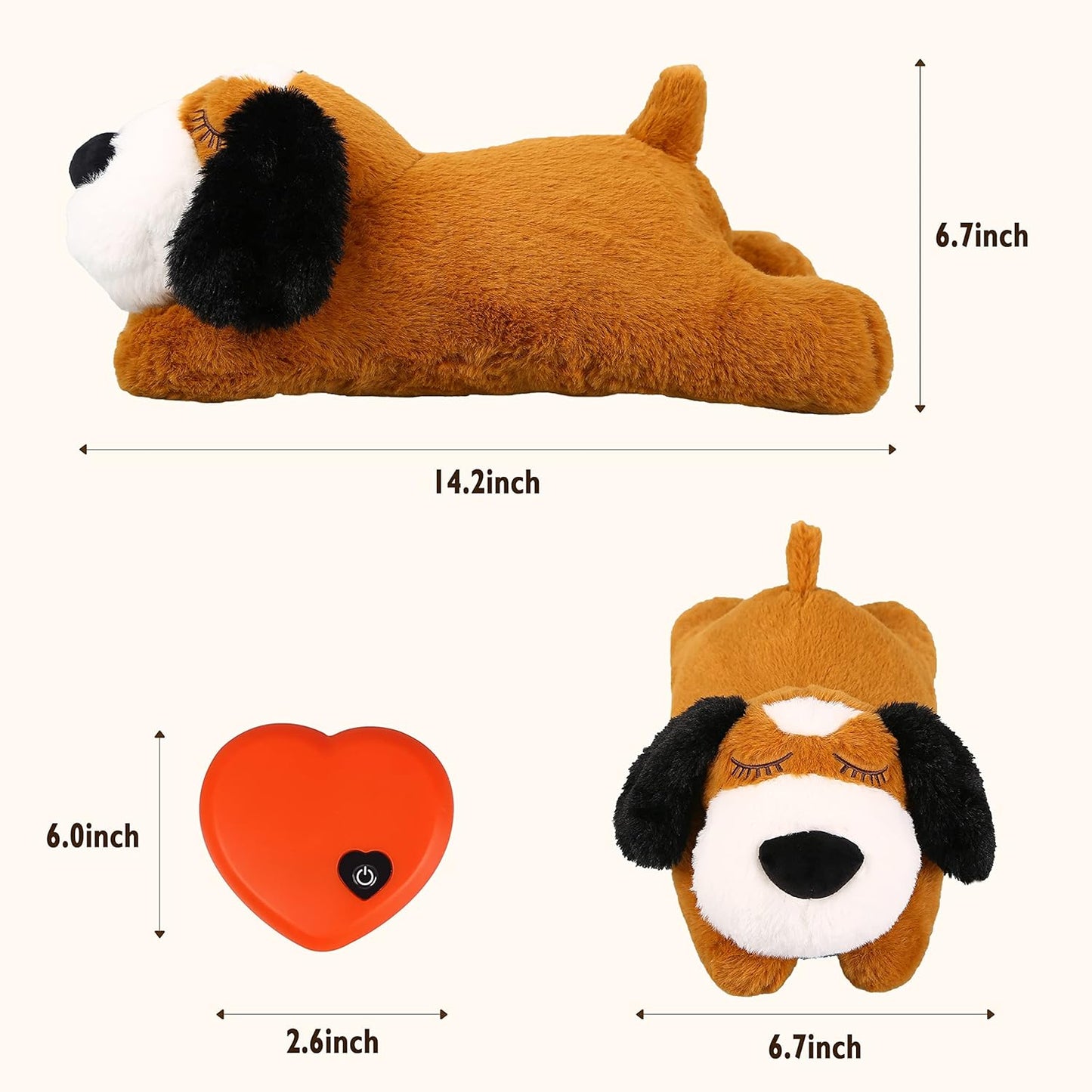 Heartbeat Puppy Toy, Puppy Sleep Aid Toy, Small Dog Training Toys for Separation Anxiety Relief, Pets Plush Toys for Dogs Cats (Yelow)