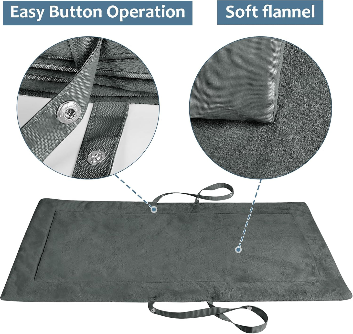 Catalonia Classic Waterproof Dog Mat, Portable Reversible Pet Travel Mat, Pet Cushion Pad with Handle for Small Medium Dogs Cats, Indoor or Outdoor, 50x27.5 inch, Gray