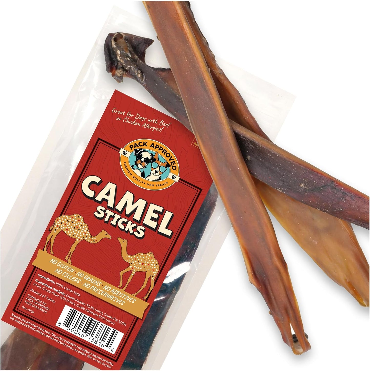 Camel Skin Dog Chews for Aggressive Chewers - Hypoallergenic Natural Collagen Sticks for Dental Health & Protein Boost - Long Lasting Treats for Large Dogs
