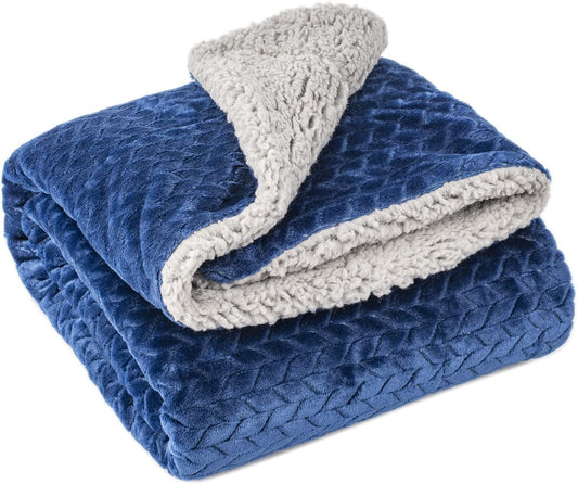 Fuzzy Blanket or Fluffy Blanket for Baby Girl or boy, Soft Warm Cozy Coral Fleece Toddler, Infant or Newborn Receiving Blanket for Crib, Stroller, Travel, Outdoor, Decorative (40" x 48", MD-Dark Blue)