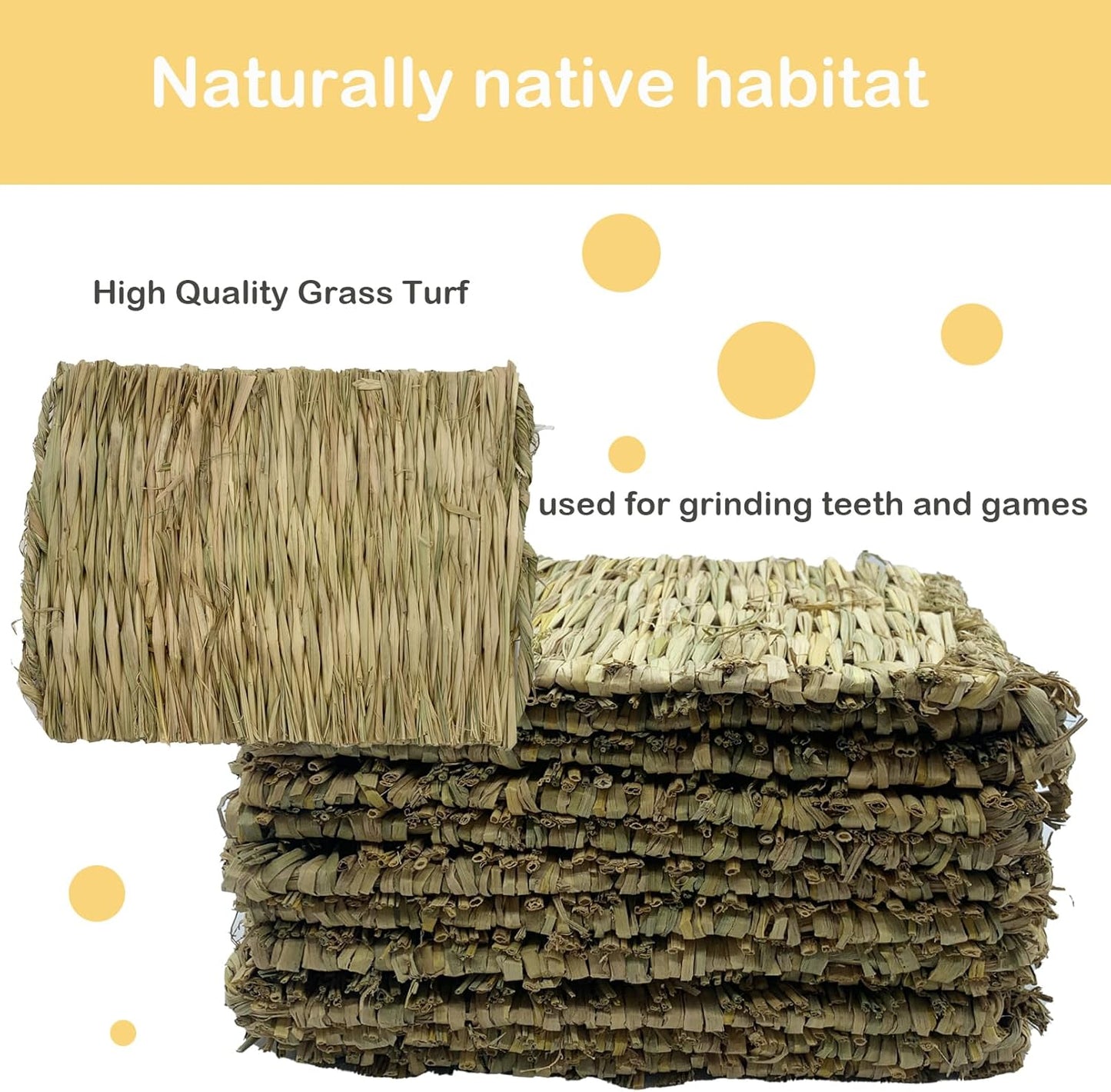 Rabbit Grass Mats,Bunny Grass Mat,Woven Straw Mat Bed Rabbits Hay Mat Sleeping Bunny Natural Handcrafted Woven Bed Nesting and Toys for Guinea Pig Hamster Chinchilla Squirrel(6 PCS)