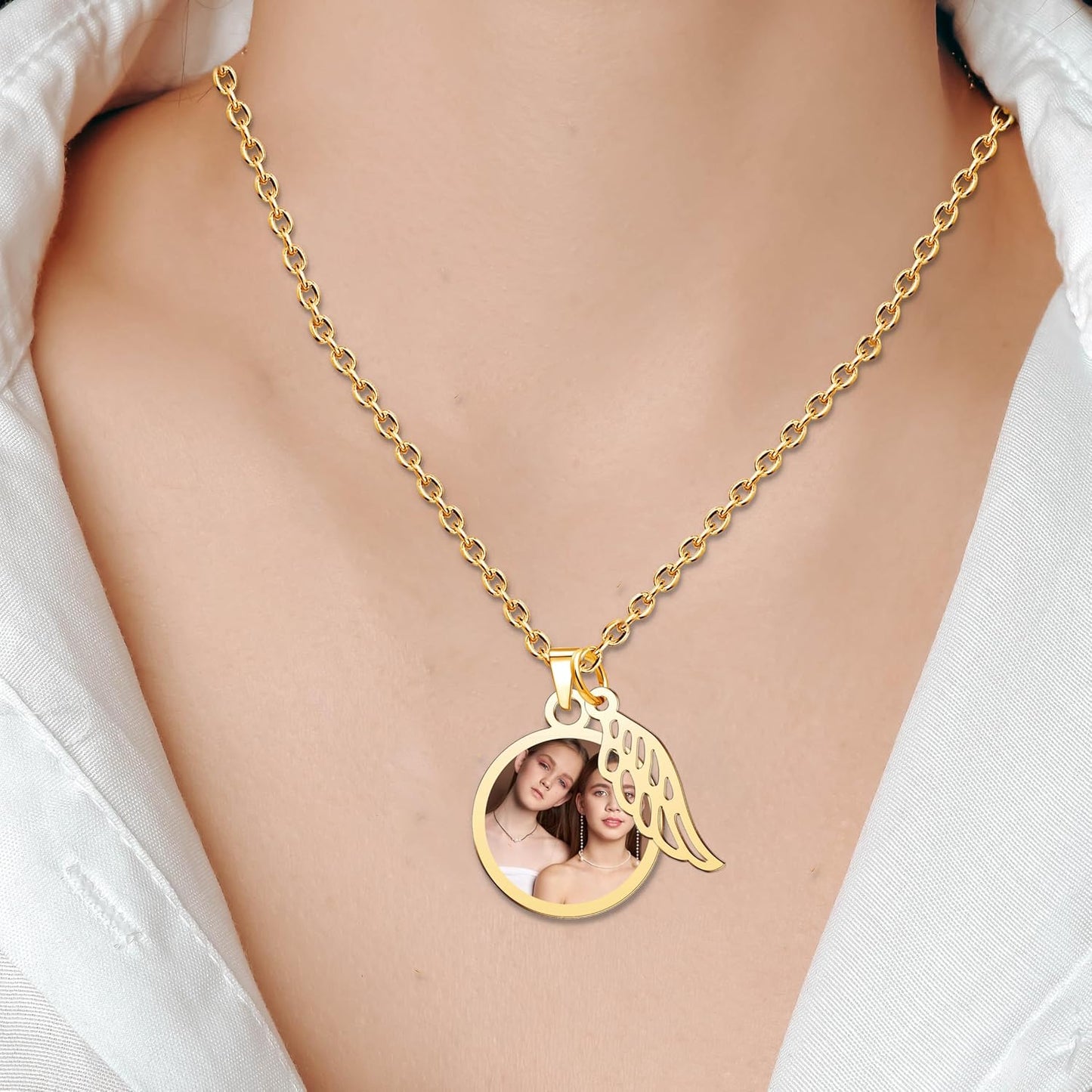 CharmSStory Personalized Photo Necklaces Custom Engraved Name Necklace Memory Keepsake Picture Necklace Pendant Customized Gifts for Women Men