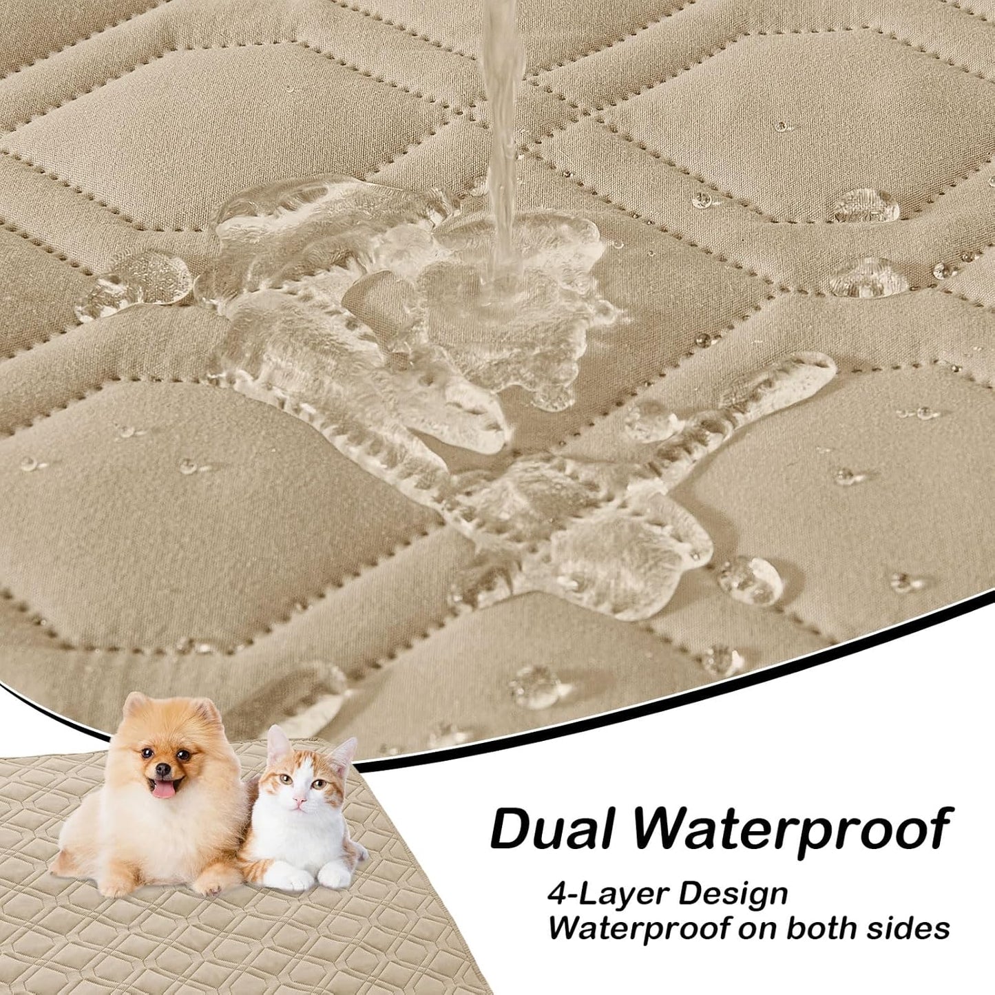 hyha Waterproof Dog Bed Blanket, Soft Pet Blankets, Waterproof Couch Cover for Dogs, Reversible Sofa Covers Washable for Furniture (68x82 Inch, Taupe/Beige)