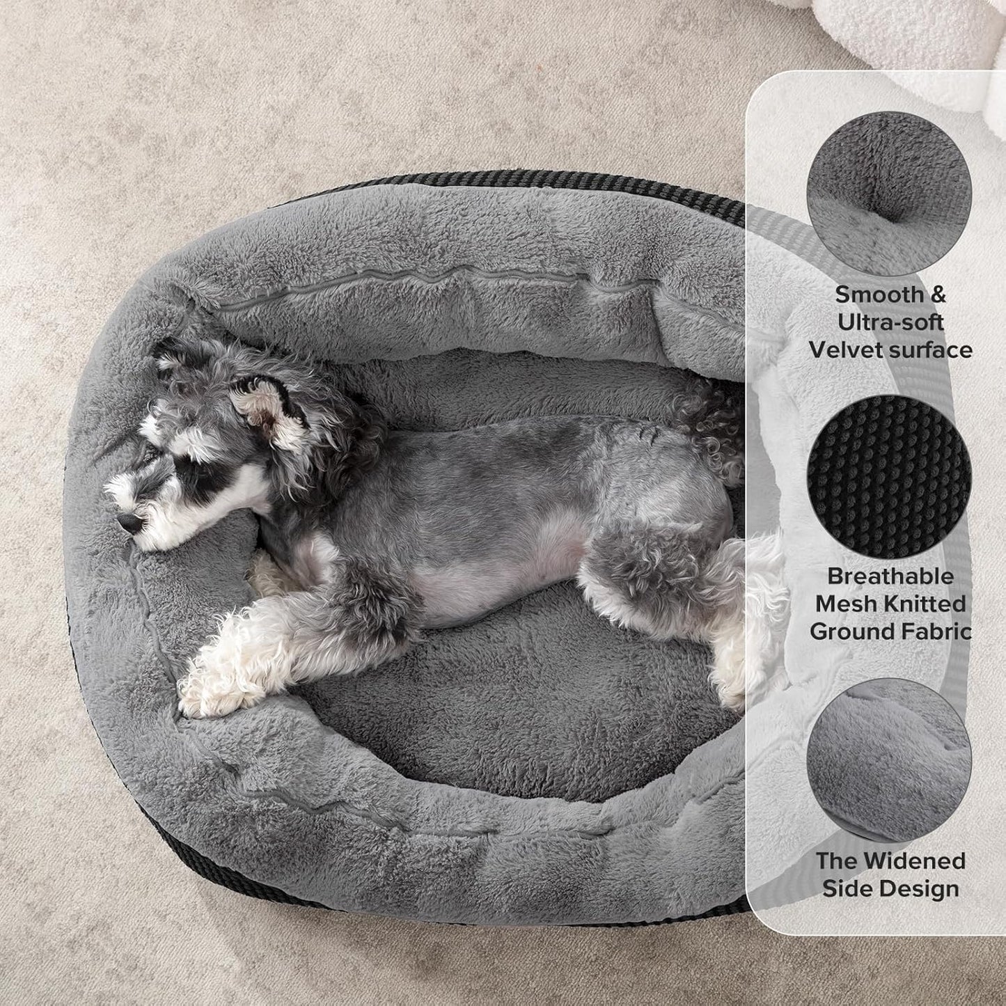 INVENHO Dog Bed Medium Size, Orthopedic Warming Soft Calming Sleeping Durable with Anti-Slip Bottom