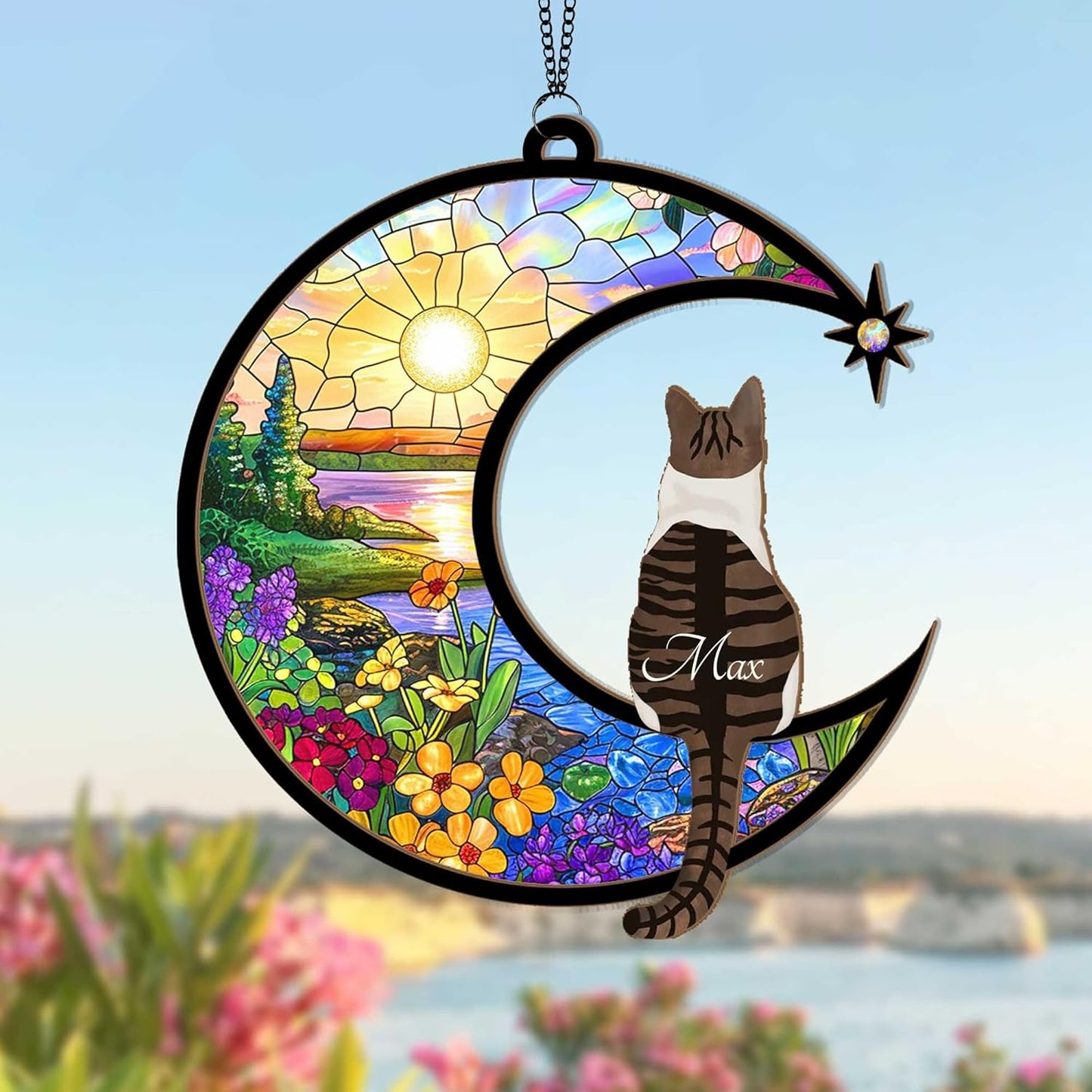 Personalized Cat Memorial Suncatcher – Custom Cat Loss Sympathy Gift, Pet Remembrance Keepsake, Gift for Cat Lovers