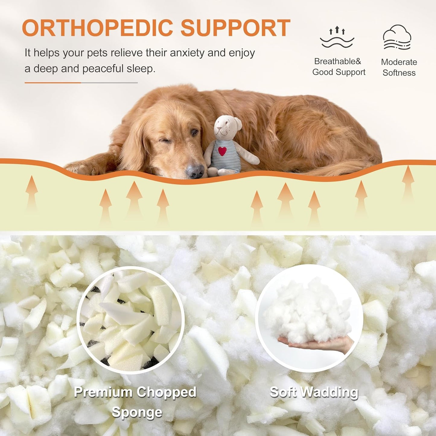 Dog Beds for Large Dogs, Cute Thick Dog Bed for Crate Kennel, Fluffy Pet Bed with Removable Washable Cover and Anti-Slip Bottom, 35"x 22", Grey Paw