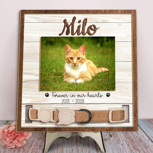 Personalized Pet Memorial Frame with Collar Holder – Cat or Dog Loss Gift, Custom Pet Photo Remembrance, Sympathy Gift for Pet Lovers