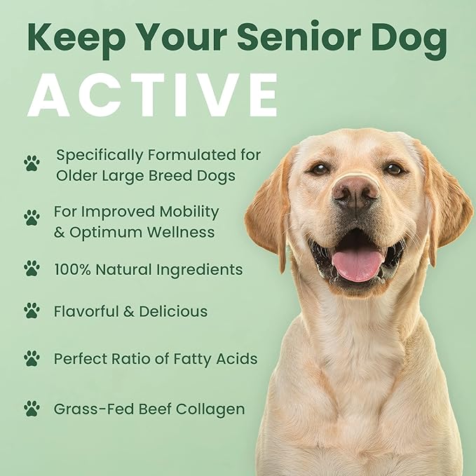 Vet Naturals Hemp & HIPS - Dog Joint Supplement Large Breed - Senior Dog Supplements - Glucosamine and Chondroitin Supplement - MSM & USA Grown Hemp Oil (60ct-Beef and Bacon)