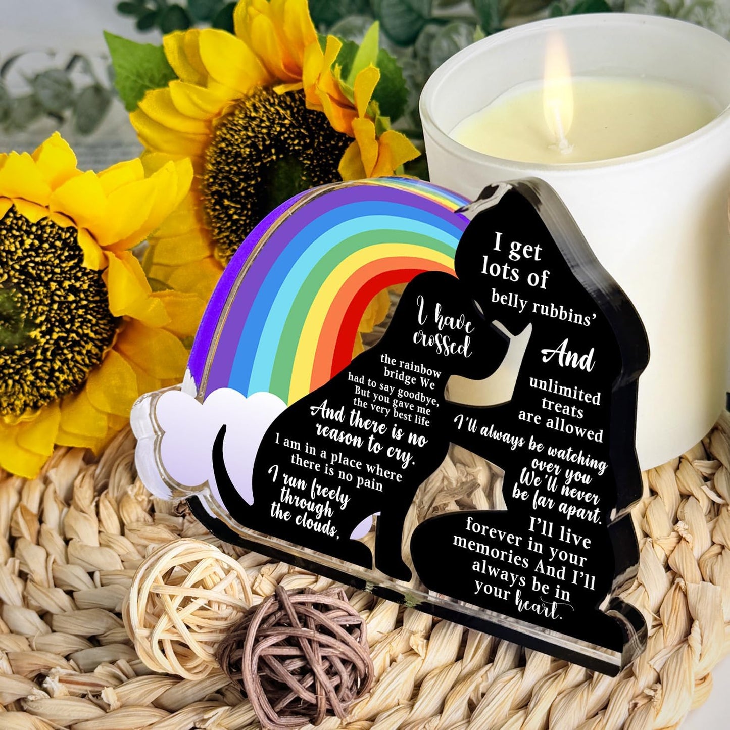 Pet Memorial Gifts, Sympathy Gifts for Loss of Dog, Pet Sympathy Gifts, Bereavement Gifts for Loss Pet, Pet Memorial Acrylic Rainbow Bridge Decorations, Condolences Gifts for Pet Loss Remembrance