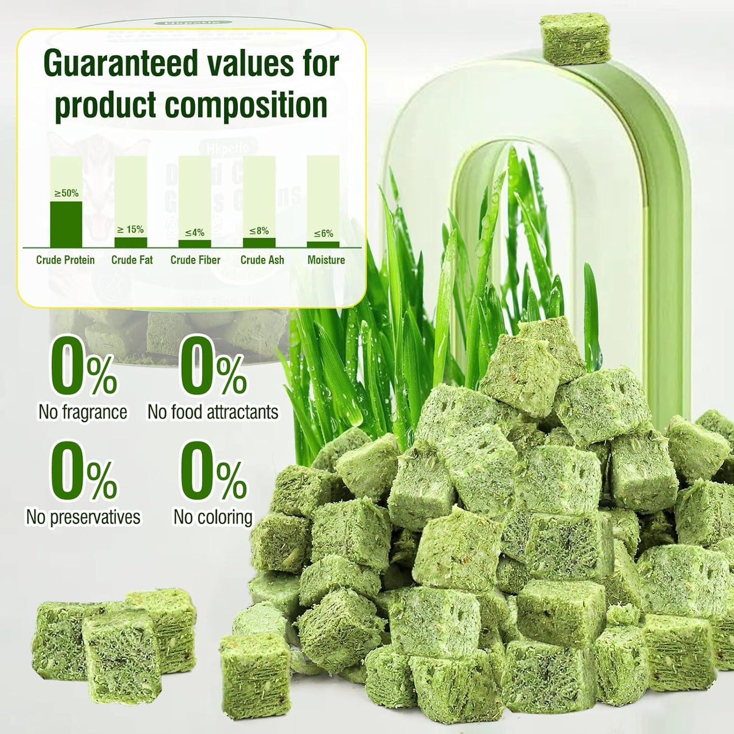 50g Cat Grass Teething Treat, Delicious Cat Grass Teething Snack Edible Cats Chew Toy for Teeth Cleaning and Hairball Removal
