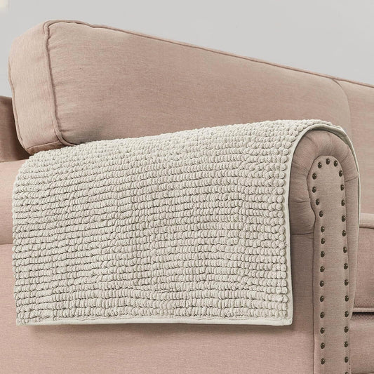 H.VERSAILTEX Plush Chenille Couch Armrest Cover 2 Packs Thick and Soft Sofa Covers Furniture Protector Cover for Pets (27.5" x 27.5", Oatmeal)