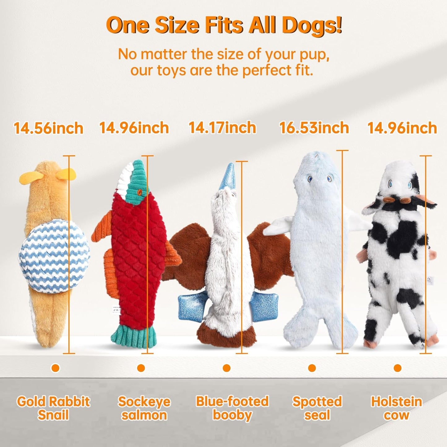 Nocciola Squeaky Dog Toys, 5 pcs Crinkle Plush Dog Toy, No Stuffing Dog Toys for Small Medium Large Dogs, Boredom Relief