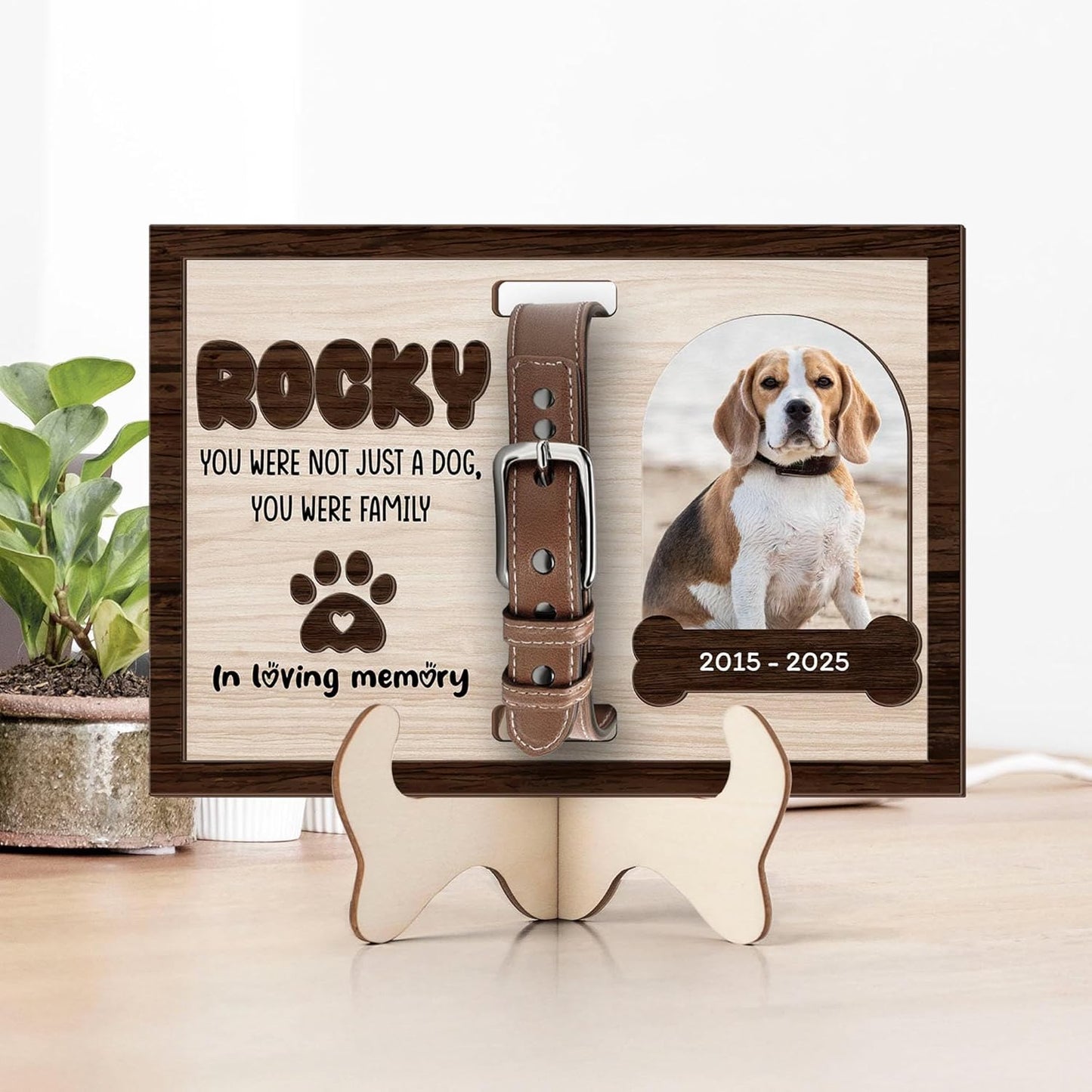 Personalized Dog Memorial Frame with Collar Holder – Custom Pet Sympathy Gift, Memorial Dog Photo Frame, Dog Lover Keepsake, Unique Dog Memorial Gift for Loss, Photo Holder with Dog's Collar