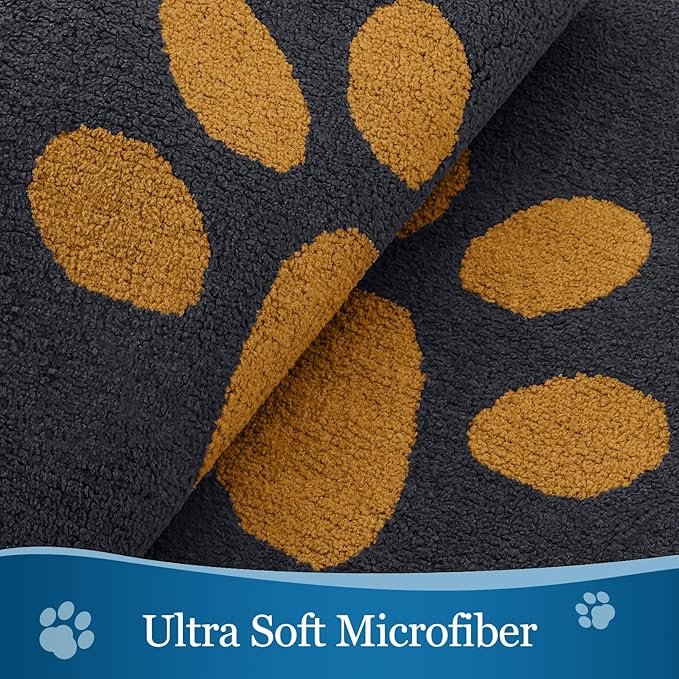 Buganda Dog Door Mat for Muddy Paws, Absorbent Dirt Trapper Washable Indoor Doormats, Non Slip Low-Profile Mud Mat for Dogs, Front Entrance Doormat for Inside Floor (36x24Inches,Dark Grey and Yellow)